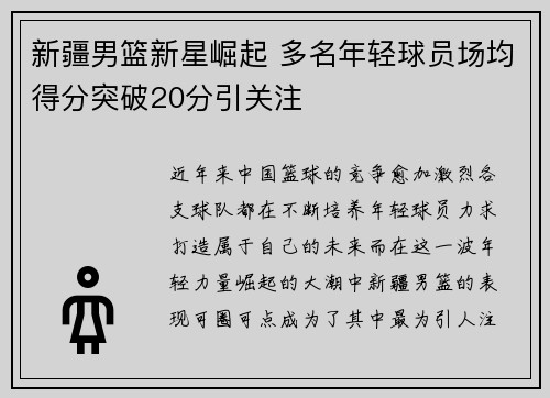 新疆男篮新星崛起 多名年轻球员场均得分突破20分引关注